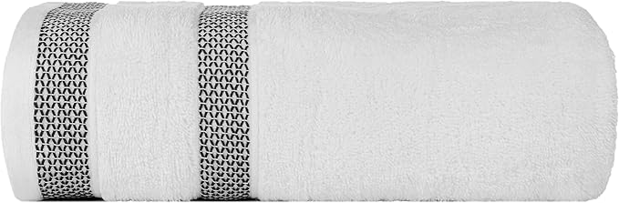 CASA COPENHAGEN Solitaire Mix 6 Pieces Towel Set- White + Jet Black, 600 GSM 2Bath Towel 2Hand Towel 2Washcloth, Designed in Denmark Made of Soft Egyptian Cotton for Bathroom, Kitchen & Shower
