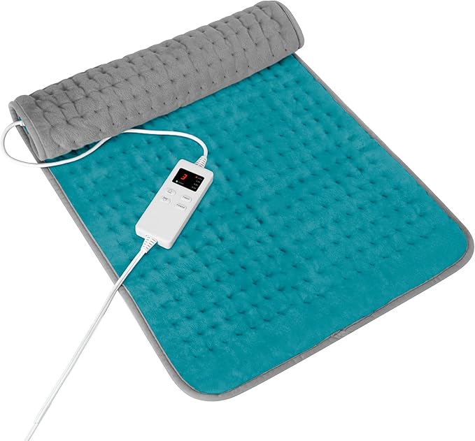 Heating Pad for Period Cramps, Heating Pad for Back/Neck/Shoulder Muscle Pain, 6 Heating & 4 Timer Setting, Auto Shut Off, Moist Heat & Machine Washable, Birthday Christmas Gifts for Women Mom, Cyan