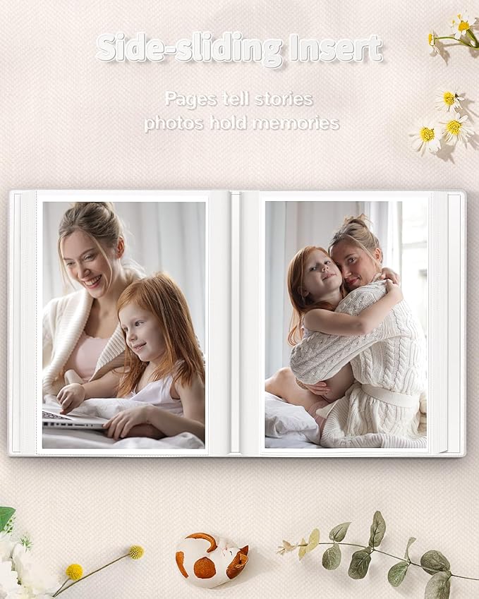 Photo Album 4x6 with 100 Pockets,Slip-in Picture Albums,Linen Cover Memory Book with Front Window,White Page Vertical Photo Book for Wedding,Family,Anniversare,Baby,Vacation
