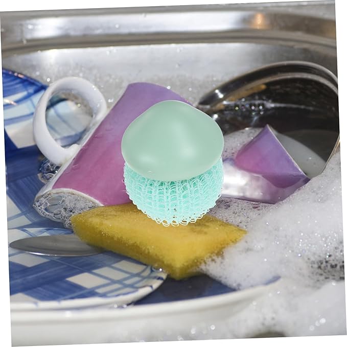 Kitchen Scrub Brush Dish Cleaning Brush Long Handle Replacement Heads Scrub for Cleaning Dishes Pots Pans