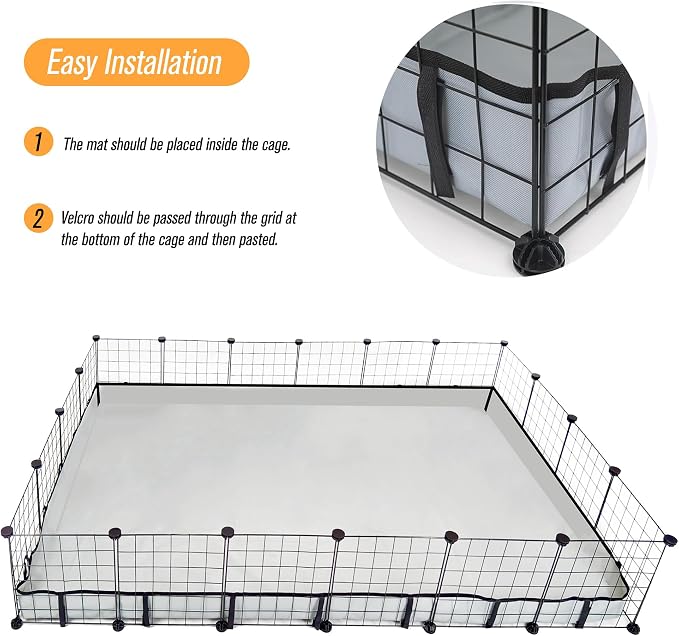 Guinea Pig Cage Liner Tarp Bottom Waterproof and Washable Base Also for Rabbits, Bunny, Chinchesillas, Hedgehog, Ferrets and Other Small Animals(48x72 inches)