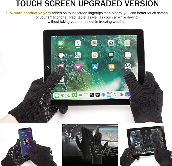 TRENDOUX Winter Gloves for Men Women - Upgraded Touch Screen Cold Weather Thermal Warm Knit Glove for Running Driving Hiking