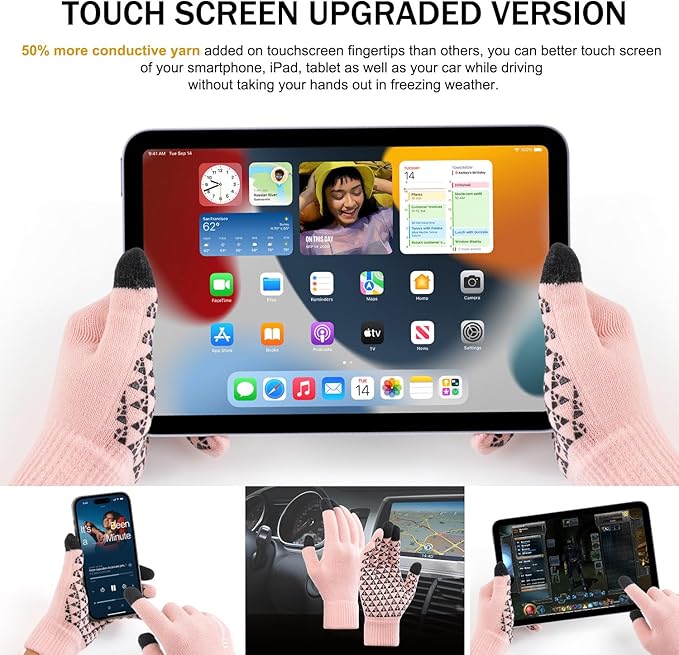 TRENDOUX Winter Gloves for Men Women - Upgraded Touch Screen Cold Weather Thermal Warm Knit Glove for Running Driving Hiking