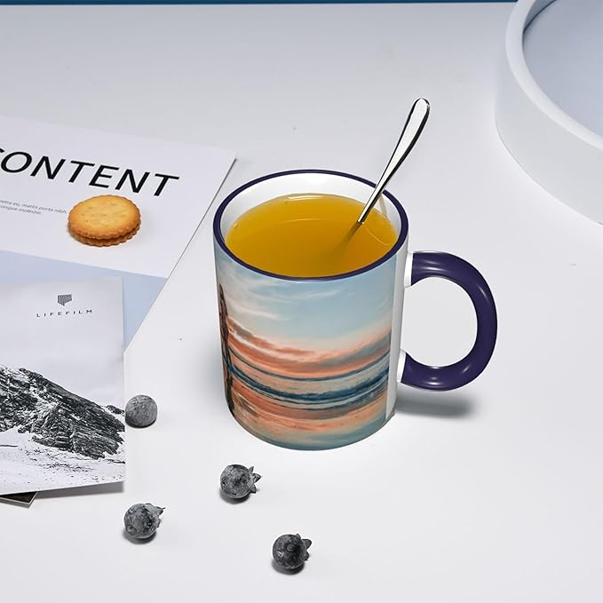 Custom Mugs and Coffee Cups Partial or Full Size Printed Creative Designs Customizable with Your Photos Images Text (Full-Width, Navy)