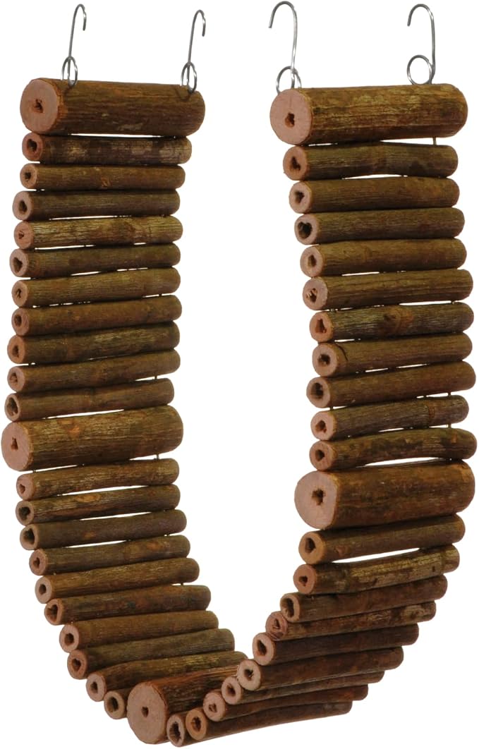 Prevue Pet Products Natural Large Wonder Walk Bird & Small Animal Ladder | Wooden Cage Accessories for Climbing, Exercise, Hanging Activity Bridge for Birds, Hamsters, Gerbils & Mice