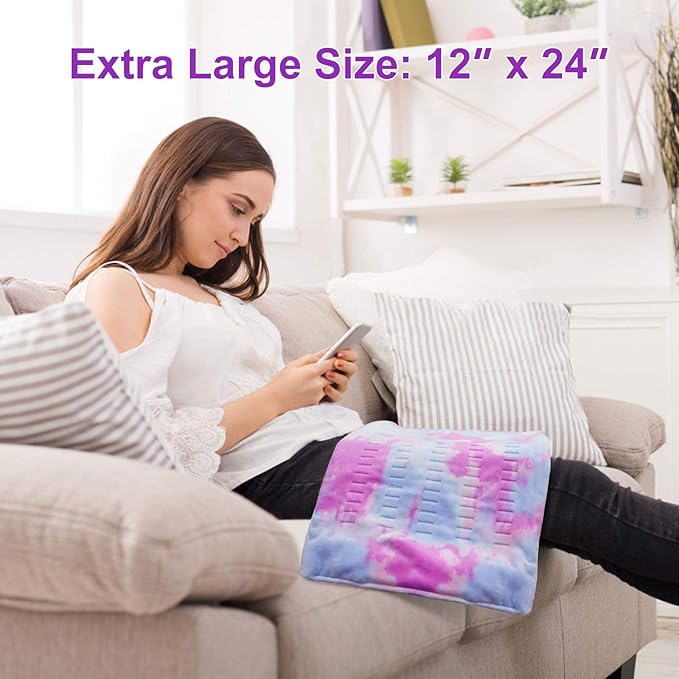 GOQOTOMO Heating Pad Fast-Heating Technology for Back/Waist/Abdomen/Sh-oulder/Neck Pain and Cramps Relief - Moist and Dry Heat Therapy with Auto-Off Hot Heated Pad by-Colorful