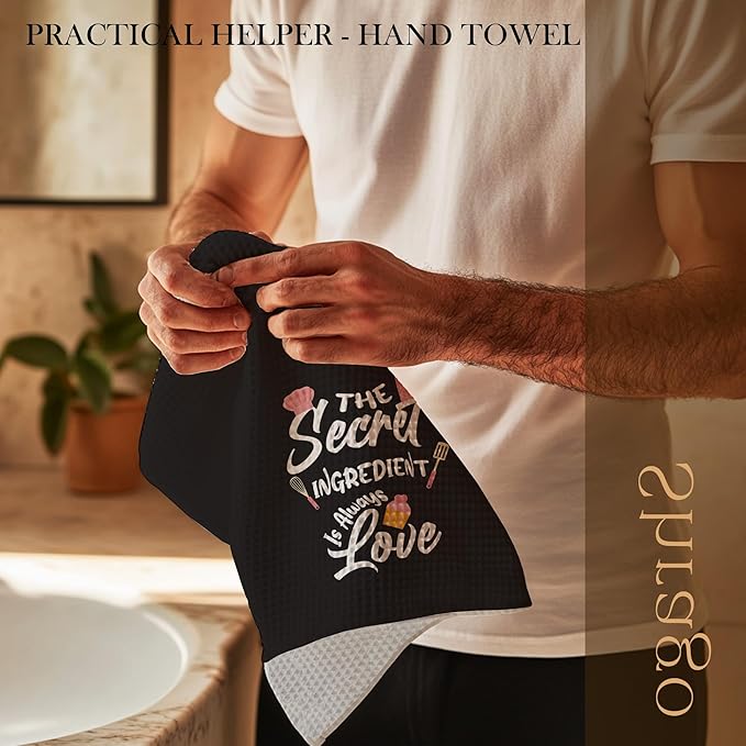 Funny Kitchen Towels, Hostess Gifts for Women, Housewarming Gifts Dish Tea Towels for Kitchen, The Secret Ingredient is Always Love Decorative Hand Towel, 16x24 Inch