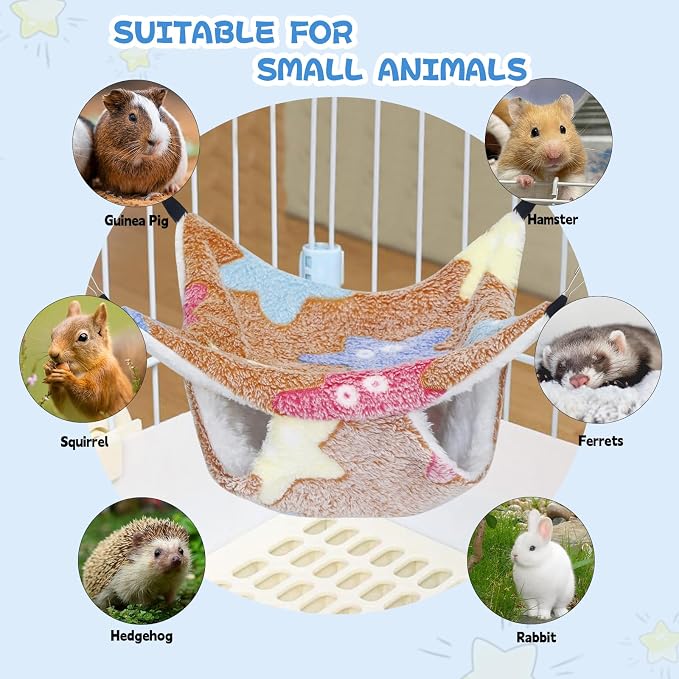 YedsIntu 3 Pcs Guinea Pig Hammock, Rat Ferret Hanging Hammock Guinea Pig Accessories for Small Animals Chinchilla Parrot Sugar Glider Ferret Hamster Squirrel (11"×11")
