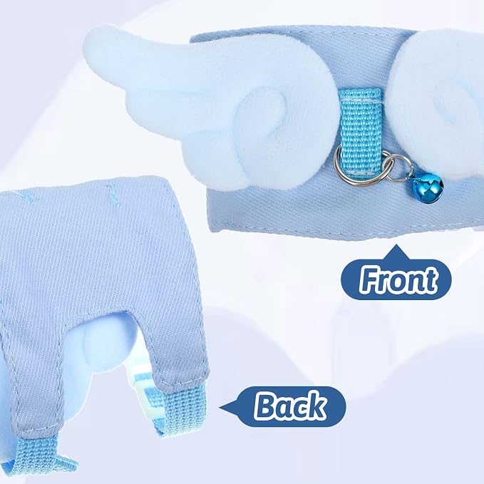 Ferret Harness and Leash Set Small Animals Vest Harness Soft-Harness Leash Vest Set with Bell Guinea Pig Clothes for Baby Ferret Rats Hamster Teacup Chihuahua Mouse Small Pet(Blue)