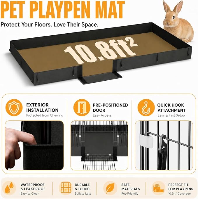 Guinea Pig Cages DIY Small Animal Playpen with Waterproof Liner, Expandable Cage for Guinea Pigs, Metal Wire Yard Fence Rabbit Cage