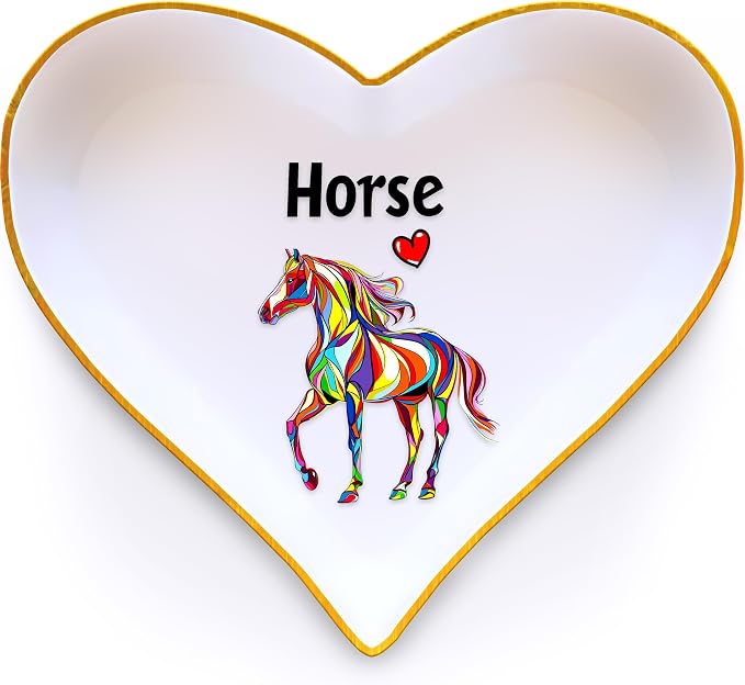 Horse Ring Holder Dish Tray, Gifts For Women Teens Girls, Horse Lovers Themed Stuff Accessories Things Decor Merch, Home Room Ring Earrings Necklace Organizer Holder!