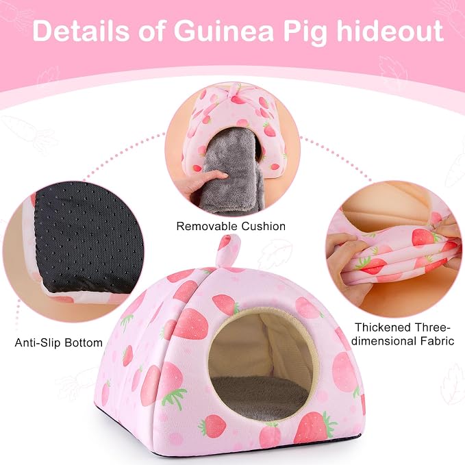Bienbee Guinea Pig Hideout, 2 Piece Washable Set for Small Animals Large | Guinea Pig Bed With Soft Plush, Resilient Padding, and Easy Machine Washing for Resting Hiding and Tunnel Playing