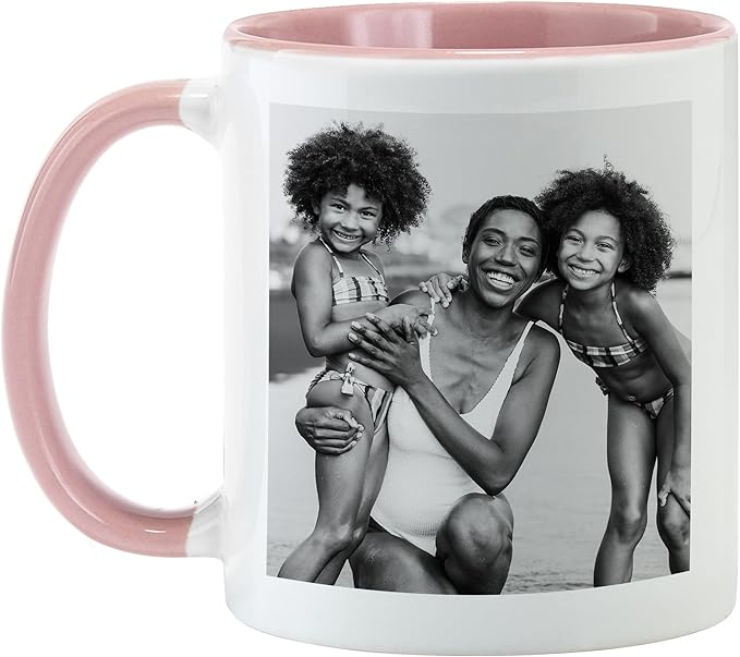 Let's Make Memories Personalized Photo Mug - Custom Coffee Mug - Your Photo - For Any Occasion - Birthday - For Him - For Her - For Friend - Couples -11oz- Pink Handle
