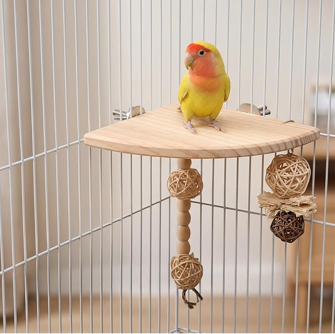 Flat Bird Perch, Wood Flat Perches for Birds Cages, Birds Platform,Bird-Perch Platform for Parakeet Conure Cockatiel Budgie Gerbil Rat Hamster