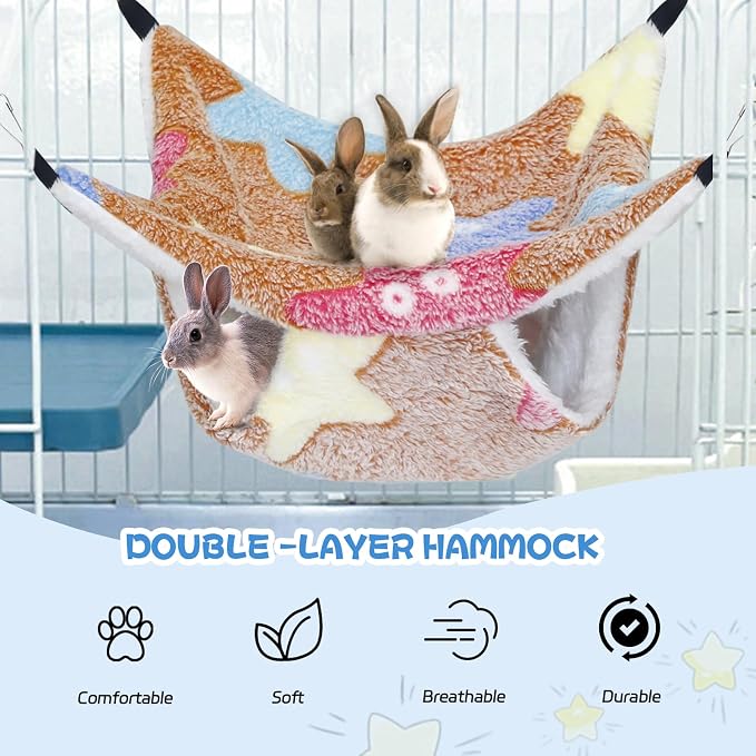 YedsIntu 3 Pcs Guinea Pig Hammock, Rat Ferret Hanging Hammock Guinea Pig Accessories for Small Animals Chinchilla Parrot Sugar Glider Ferret Hamster Squirrel (11"×11")
