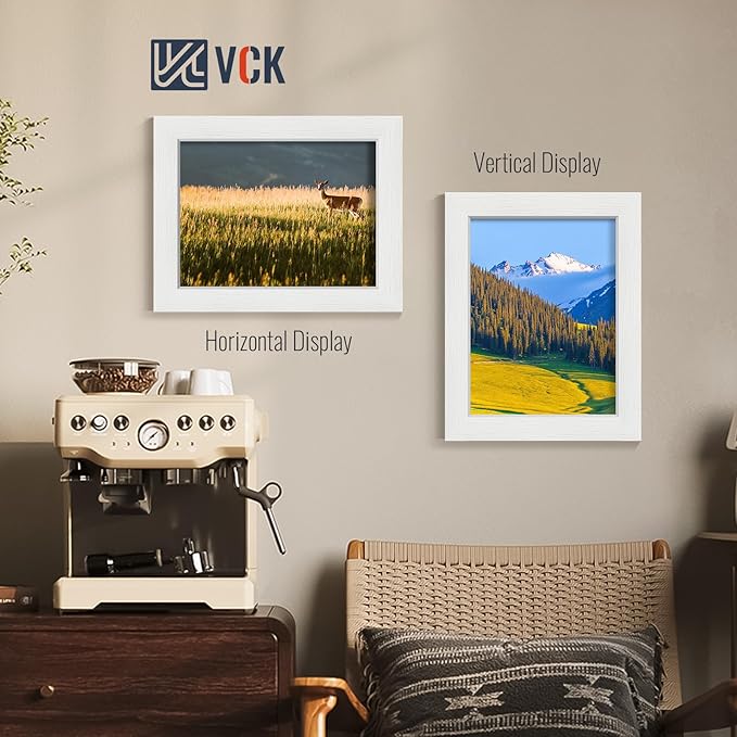 VCK 8.5x11 Picture Frames white Set of 6, Wide Border Wood Multi Certificate 8.5 x 11 Frame, Family Photos, Office Prints, Studio/Gallery Artwork, Woodgrain Series, Tabletop & Wall Hanging