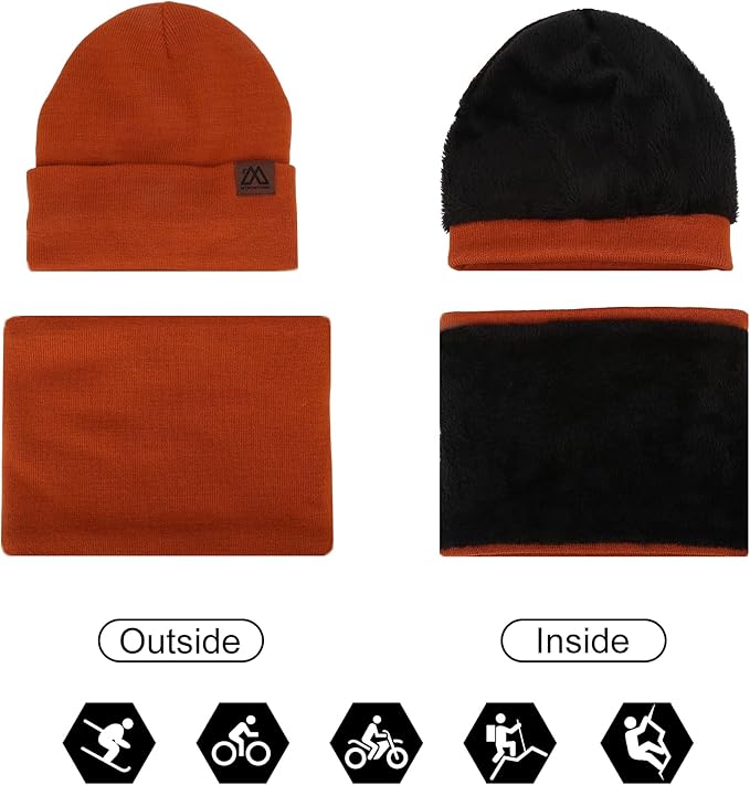 mysuntown Winter Beanie Hat Scarf and Touch Screen Gloves 3-Piece Set, 2025 Cold Weather Knit Fleece Lined Warm Unisex Sets
