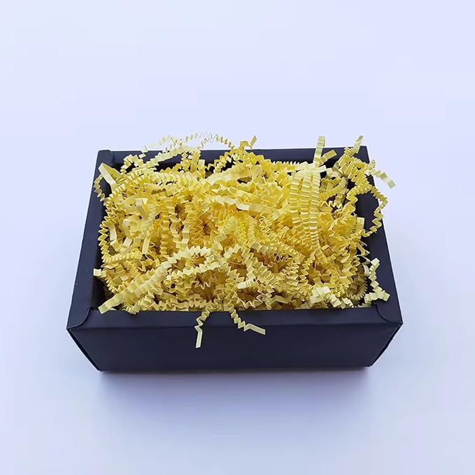 2 LB Light Yellow Crinkle Cut Paper Shred Filler Great for Gift Wrapping, Light Yellow Basket Fillers, Birthday, Gift Wrapping, Halloween Thanksgiving Christmas Party Decor Filling Supplies