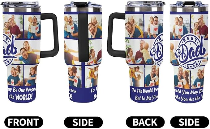 Personalized Tumbler Custom Vacuum Insulated Travel Mug Customizable Coffee Cup with Your Photos and Text Christmas Birthday Gift (Dad 01)
