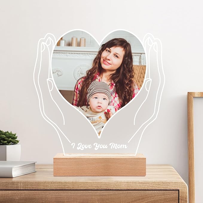 Personalized Mothers Day Gifts for Mom from Daughter & Son, Custom Picture Frames with Photo, Personalized Picture Frame with Night Light, Personalized Photo Gifts for Women, Baby, Kid