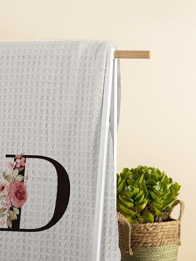 Kitchen Towel, Mode Monogram Letter D Kitchen Towel Dish Towel for Kitchen Dinning Bathroom, Waffle Kitchen Towel, Kitchen Towel and Dishcloths Sets 16×24 Inches, DS101