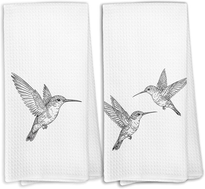 Vintage Hummingbird Decor Gifts Hand Towels for Home, Sketch Hummingbird Birds Decorative Hand Towels for Bathroom Kitchen，Hummingbirds Humming Bird Gifts for Women