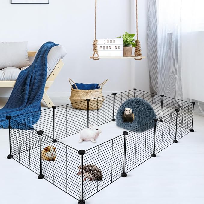 YUEPET Bunny Hideout,Warm Guinea Pig Bed, Dark Grey | Thick Ferret Bed, Washable Long Plush Fabric, Semi-Closed Design, Non-Slip Base, for Small Pets, Indoor Use