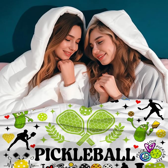 Pickleball Blanket Gifts for Girls Women Pickleball Accessories Blankets and Throws Plush Flannel Bedding Stuff Gifts for Women Kids Boys Teens Adults Birthday Party Decorations Room Decor 60"X50"