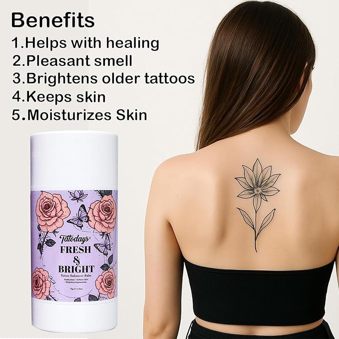 Tattoo Aftercare Healing Balm and Cream, Colour Brightening Organic Moisturiser for New and Old Tattoos, 75g for women
