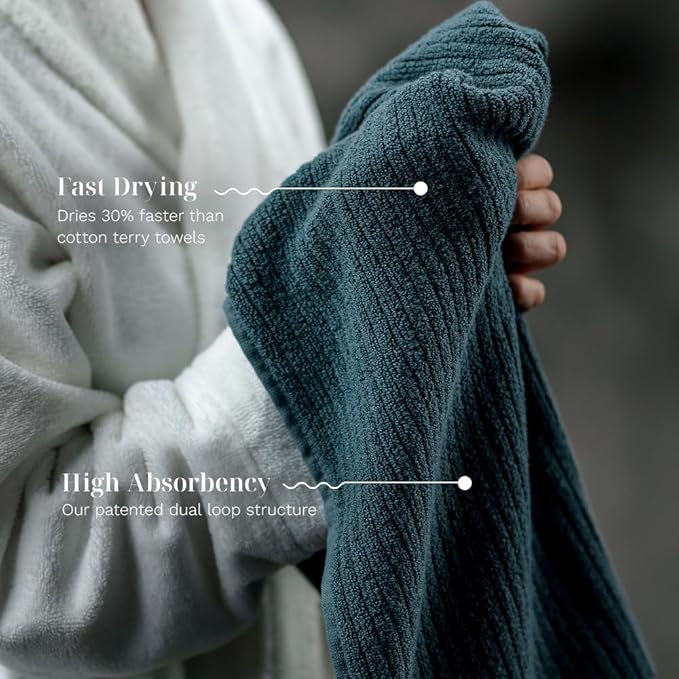 LUXOME Luxury Performance 2-Piece Bath Sheet Set | Oversized for 50% More Coverage | Highly Absorbent | 36" W x 70" L | Ocean
