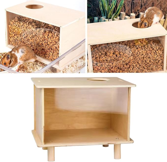 Hamster Digging Box - Sturdy Sand Bath & Hideout for Small Animals, Acrylic & ABS Plastic Play Container for Hamsters, Rats, Lemmings- Medium