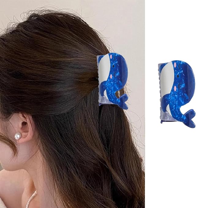 1pc Blue Dolphin Hair Claw Clips Ocean Animal Hair Clips with Cute Design Hair Claw for Thick Hair Thin Hair for Women Large Acrylic Summer Kawaii Hair Accessories Clamps Holiday Party