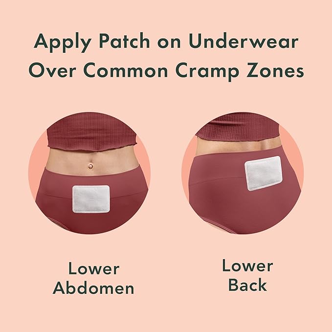 Rael Herbal Heating Patches - Period Cramps, Ultra Thin Design, On The Go Size (8 Count)