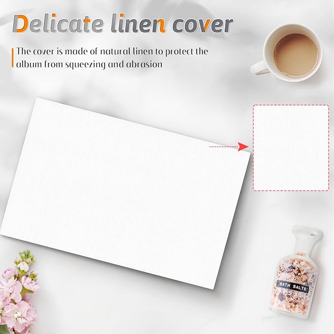Popotop Photo Album 4x6 48 Pockets for Wedding Gifts,Linen Hardcover Picture Albums for Family Anniversary Baby Vacation Pictures
