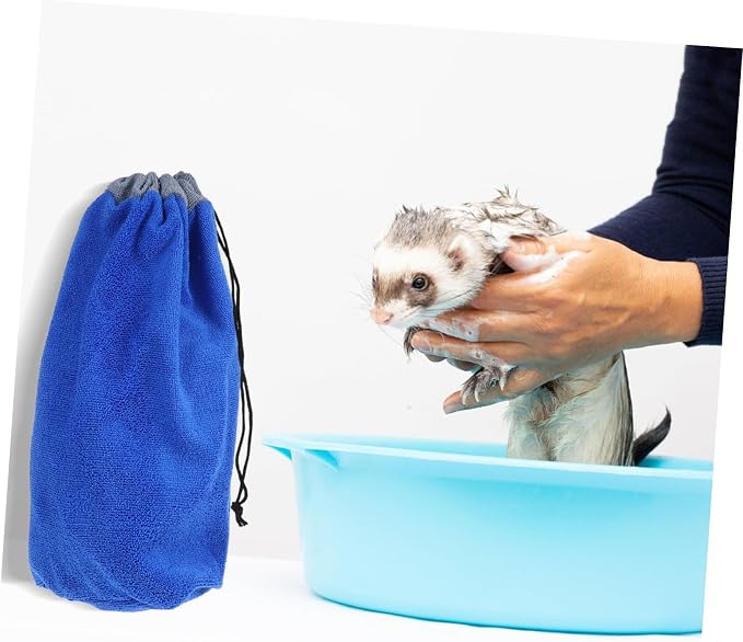 TOYANDONA Absorbent Pet Bath Towel Squirrel Grooming Accessory Drawstring Bathrobe for Ferret Small Animal Towel Bag Fast Drying for Rabbit Bearded Dragon