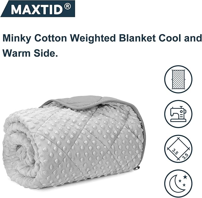 MAXTID Kids Weighted Blanket Reversible Heavy Blankets Hush Warmed Blanket Gifts for Kids Boy 2lbs(Grey 36”x48”)