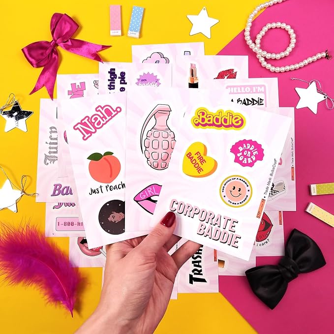 BulbaCraft Baddie Stickers and Laptop Decals — Baddie Party Decorations, Aesthetic Slay Stickers for Water Bottles, Gifts for Women & Men