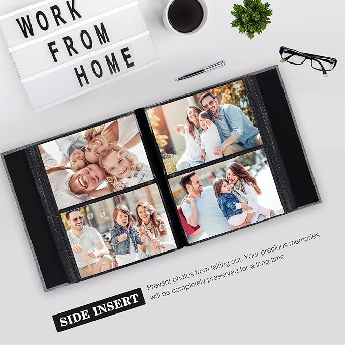 Mublalbum Small Photo Album 4x6 200 Photos Linen Cover Picture Book with Horizontal Pockets for Family Wedding Baby and Anniversary (Dark Green)