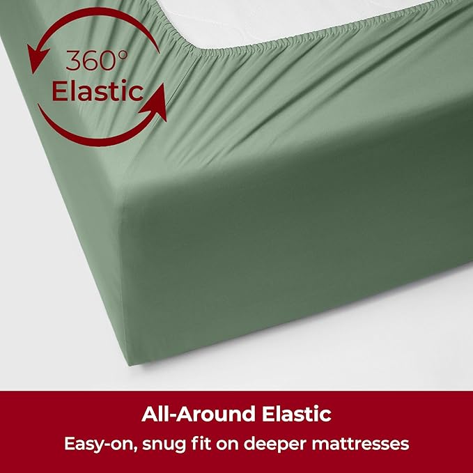 Mellanni Extra Deep California King Sheets - 4 PC Iconic Collection Bedding - Hotel Luxury, Ultra Soft, Cooling Bed Sheets - Wrinkle, Fade, Stain Resistant (Cal King, Sage)