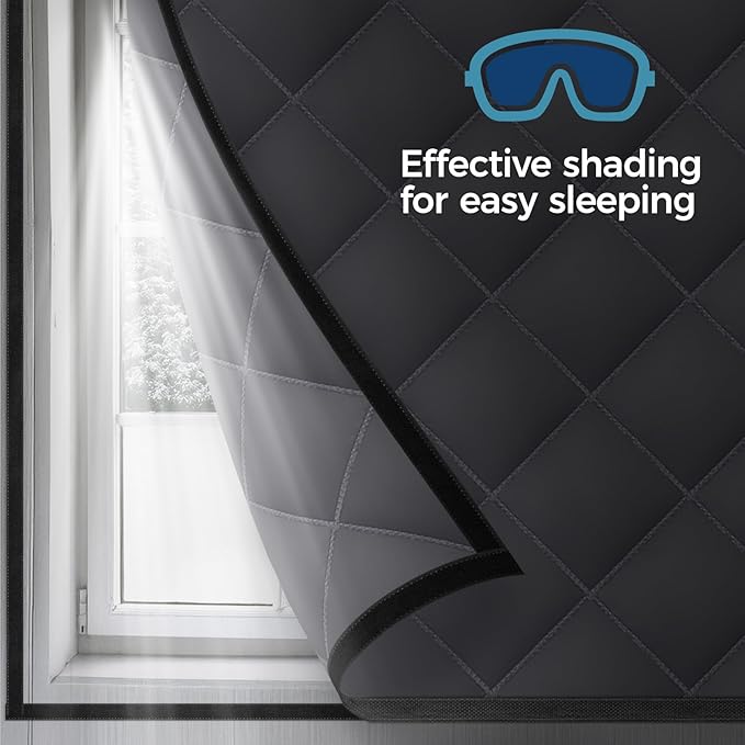 63" x 39" Thermal Window Cover，Oxford Fabric Window Cover for Winter, Window Insulation for Winter to Keep Warm, Window Insulation Kit for Home RV Basement–Grey