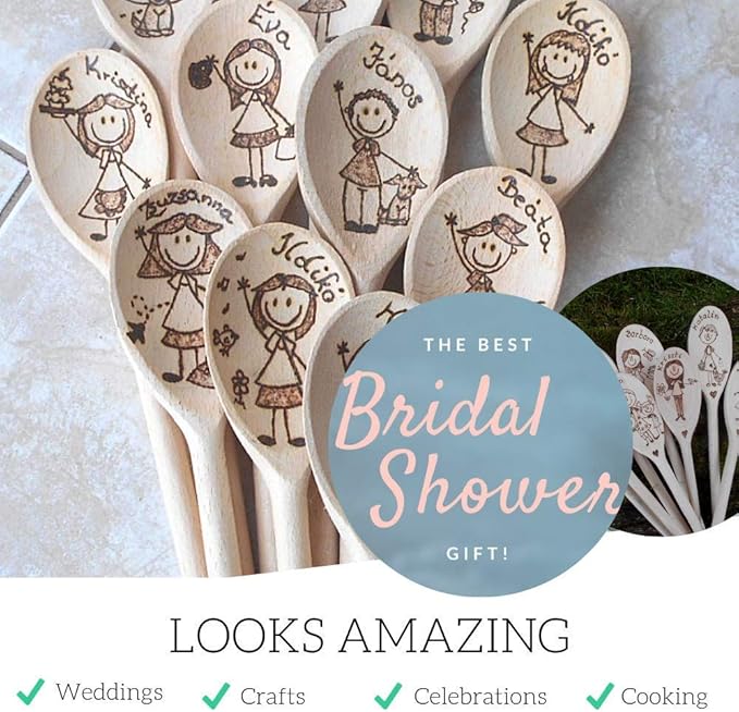 Mr.Woodware 10 Inch Wooden Spoons for Cooking - Set of 24 Long Handle Wooden Spoon for Mixing, Stirring, Tasting - Kitchen Wooden Utensils For Cooking and Crafts, Personalized Engraved Wood Burning