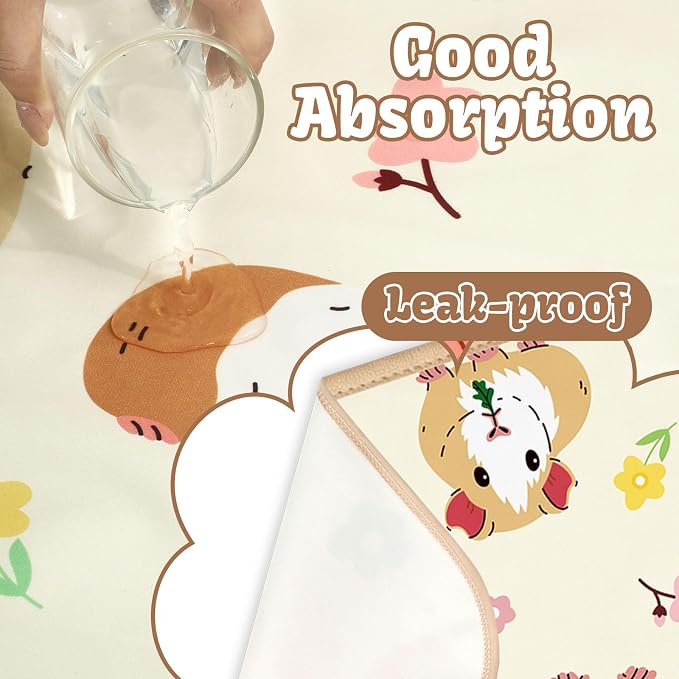 JarThenaAMCS 3Pcs Guinea Pig Cage Liners 47 x 24 Inch Washable Guinea Pig Pee Pads Cute Floral Reusable Pee Mat Absorbent Bedding for Small Animals Rabbit Hamster Chinchilla Ferret Rat