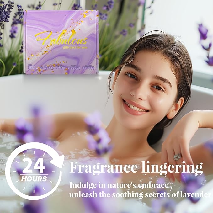 Gift Set for Women Lavender Relaxing Bath and Body Gift Set -- 8Pcs Unique Gift Ideas Birthday Presents for Women, Valentine's Day, Mothers Day, Christmas Presents for Her