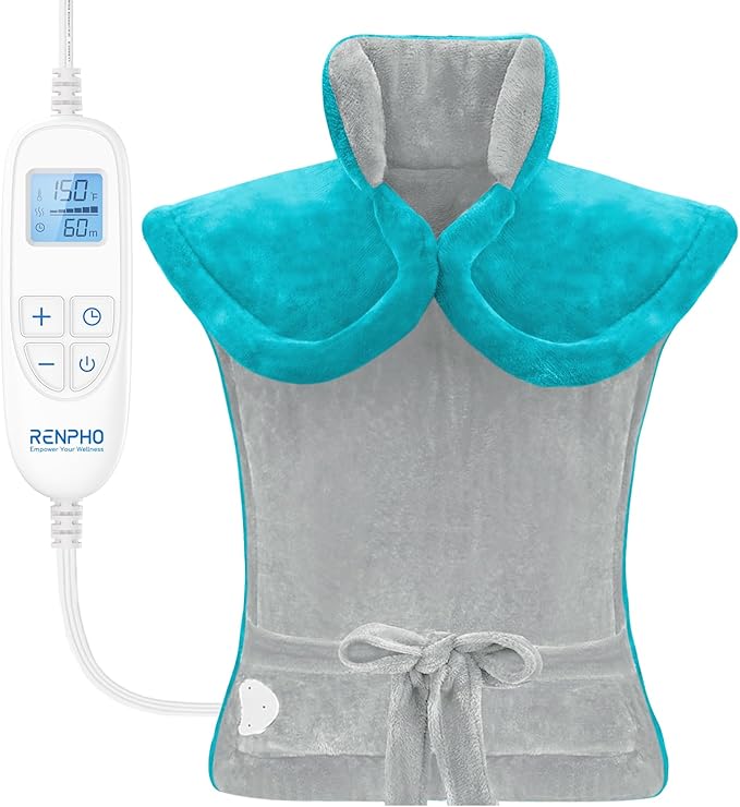 RENPHO Heating Pad for Back, Mothers Day Gifts for Mom & Birthday Gifts for Men Women, FSA Eligible & HSA Store, Weighted Electric Heat Pad for Neck and Shoulder, ETL Certified, 24"x33", Gray Green