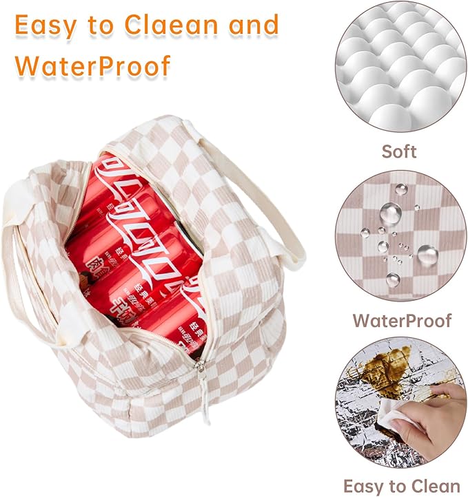 Lunch Bag for Women Men Girl,Large Cute Corduroy Lunch Tote Bags - Reusable Insulated Lunch Box for women with Handle, Leakproof WaterProof Design for Office, School, Work,Picnic.