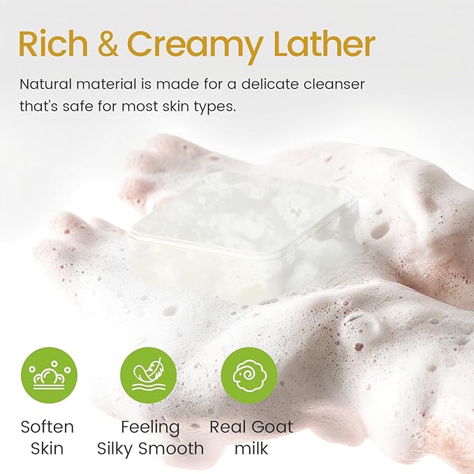 Goat Milk Soap Bar 4.8 oz (4 Bars) For Dry Sensitive Skin. Natural Soap For Women, Men, Kids & Baby. Great For Face & Body