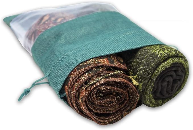 TheDisplayGuys For Your Modern Living 12-Pack X-Large Linen Burlap & Organza Gift Bags w. Drawstrings (7.5x11.5 in, Teal) - Party Favors, Presents, Samples & Treats Mesh Pouch by The Display Guys