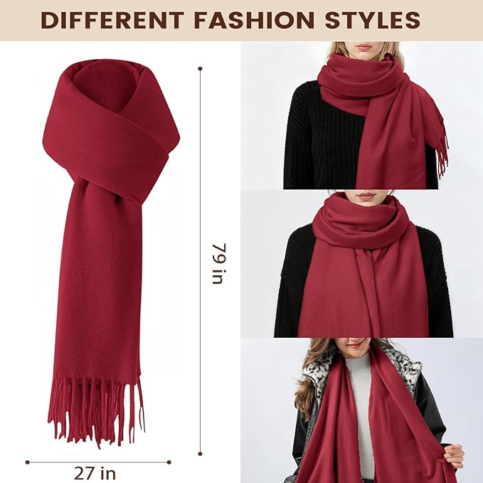 Women Winter Hat Beanie+Long Scarf+Touch Screen Gloves Set, Warm Clothes Set with Knit Fleece Lined for Women/Men Winter