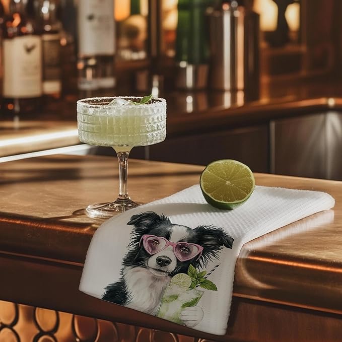 Cabana Bro Border Collie Gifts Kitchen Towels, Border Collie Gifts for Women Men Decorative Hand Towels for Bathroom, Funny Shepherd Dog Cocktail Drinking Dish Tea Towels for Kitchen, 16x24 Inch