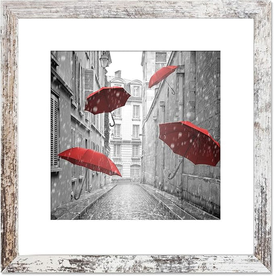 11x11 Picture Frame, Display Pictures 8x8 with Mat or 11x11 without Mat Rustic Style Square Photo Frames for Wall Mounting